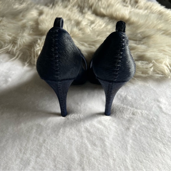 Alice + Olivia Navy Blue Calf Hair Pumps 40 EUC Party Cocktail NYE Heels Leather - Picture 6 of 10
